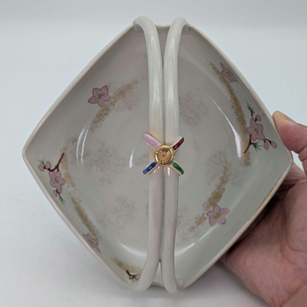 宮本翠浩 京焼 桃の絵手鉢 共箱合布 清水焼 食器 菓子器 菓子鉢 菓子皿 在銘