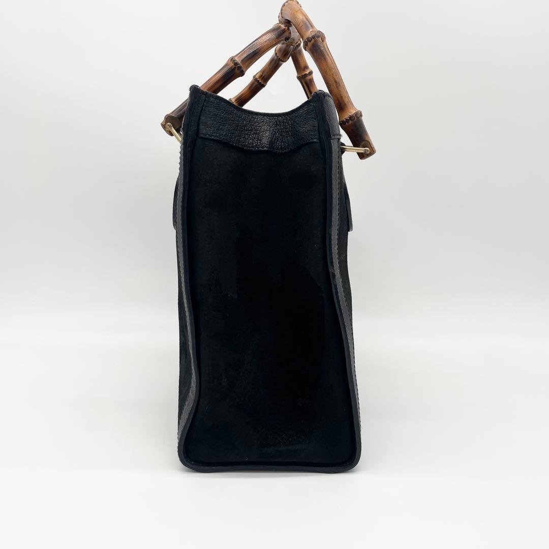 美品　GUCCI ダイアナ　バンブー　ハンドバッグレザー　スエード　ブラック