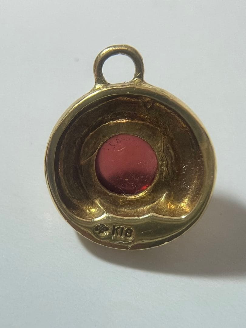 【K18 /ネックレストップ 】 赤石 アクセサリー1.6g