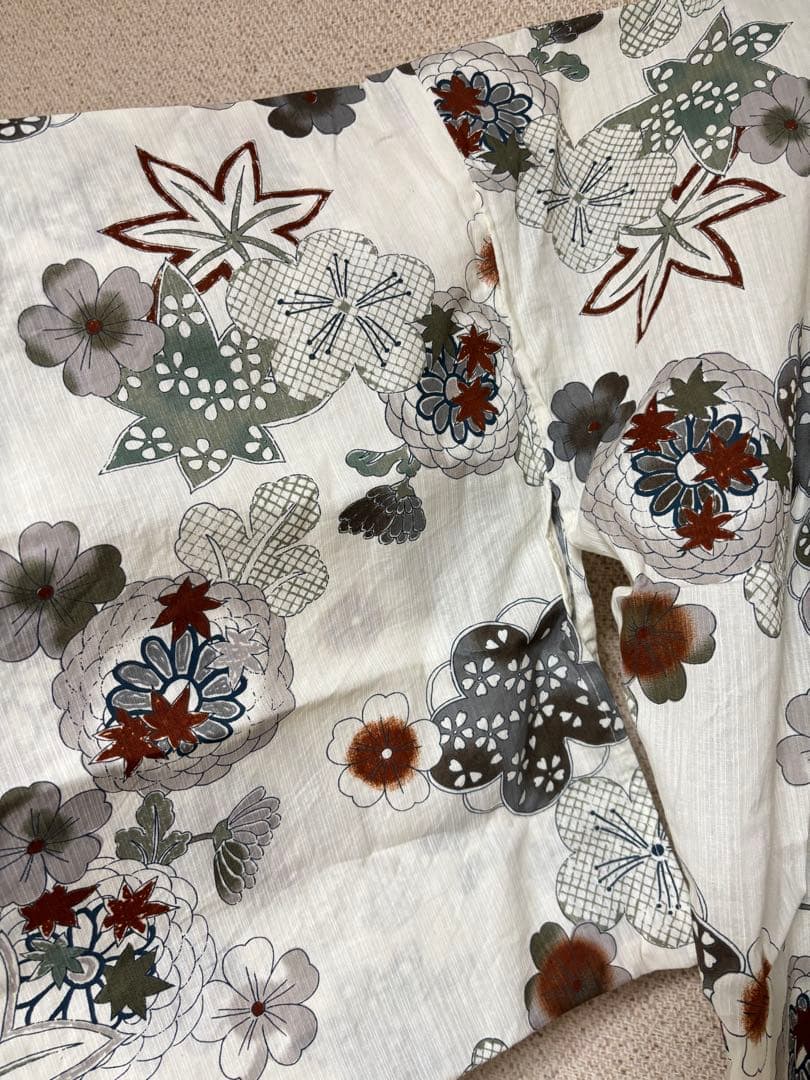 utatane 浴衣3点セット オフホワイト＆先染めベージュ風