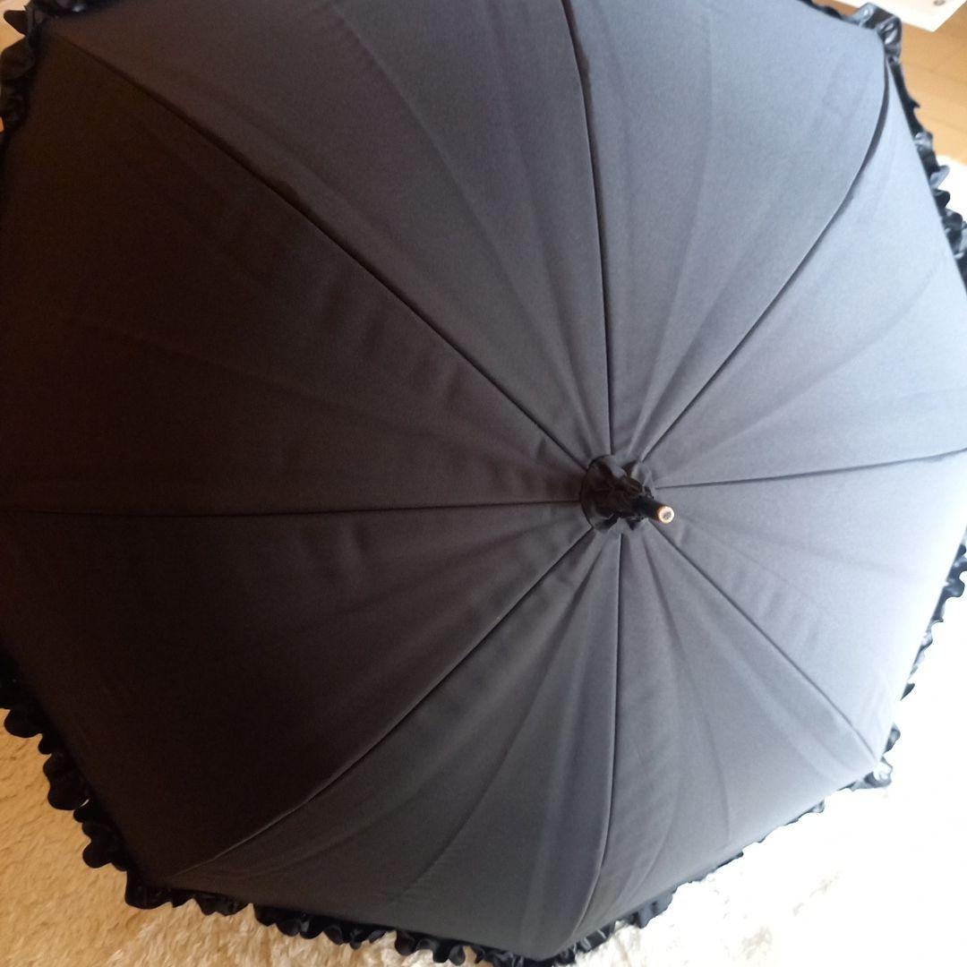 サンバリア100 日傘　長傘　ブラック　フリル　 Mサイズ
