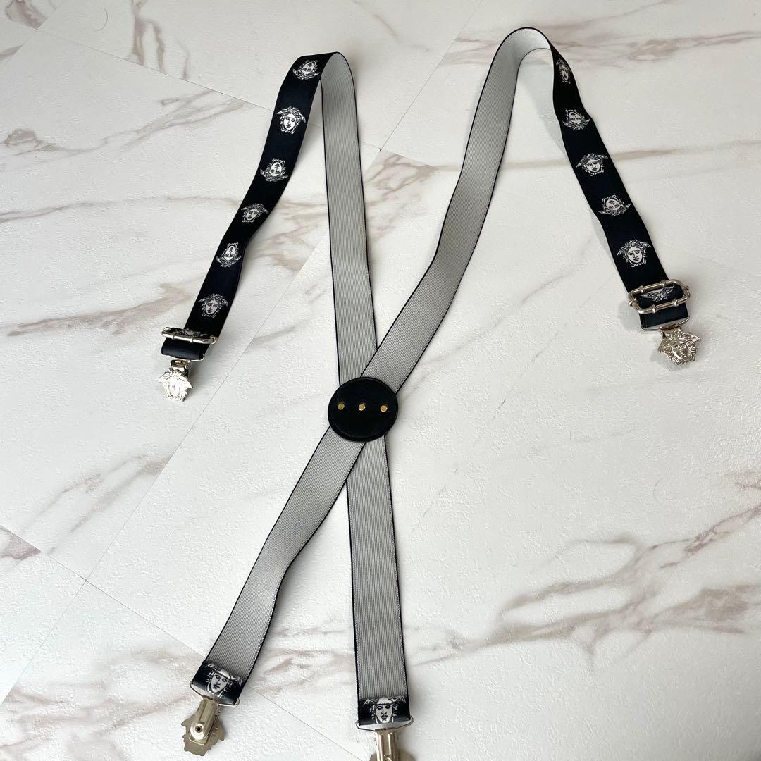 入手困難✨ ヴェルサーチ サスペンダー メデューサ メンズ カジュアル ブラック