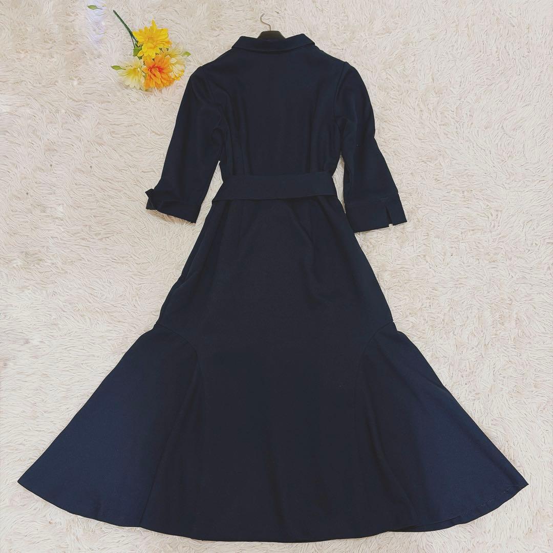 美品✨セルフォード 襟 ロングワンピース フレア ベルト セレモニー 比翼ボタン