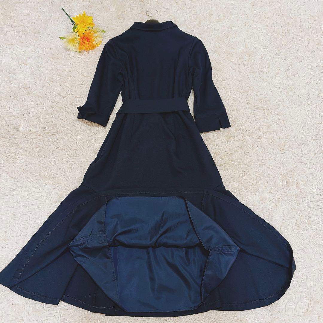 美品✨セルフォード 襟 ロングワンピース フレア ベルト セレモニー 比翼ボタン