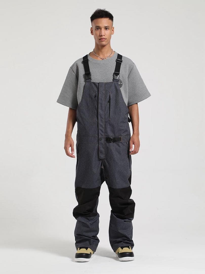 新品タグ付き スキー スノーボード ウェア パンツ オーバーオール デニム調