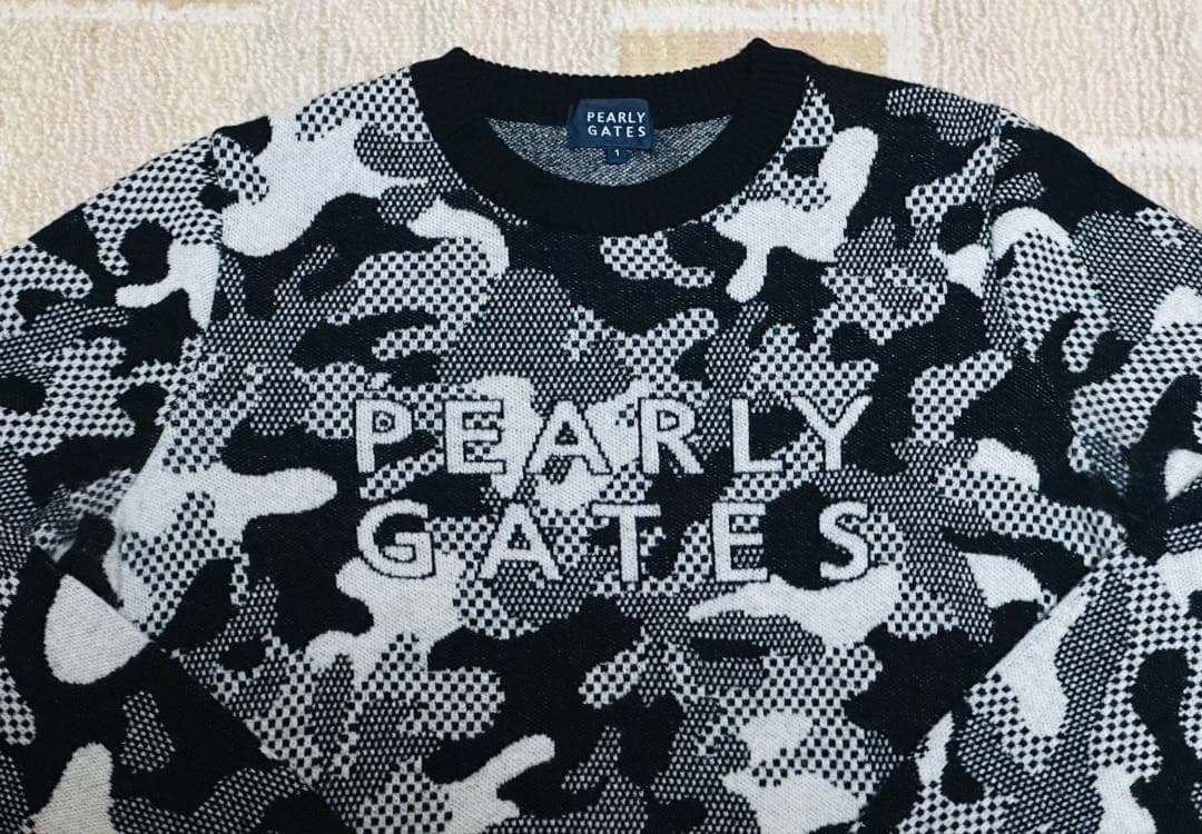 【極美品】PEARLY GATES 迷彩柄ジャガードニット サイズ1 秋冬ゴルフ