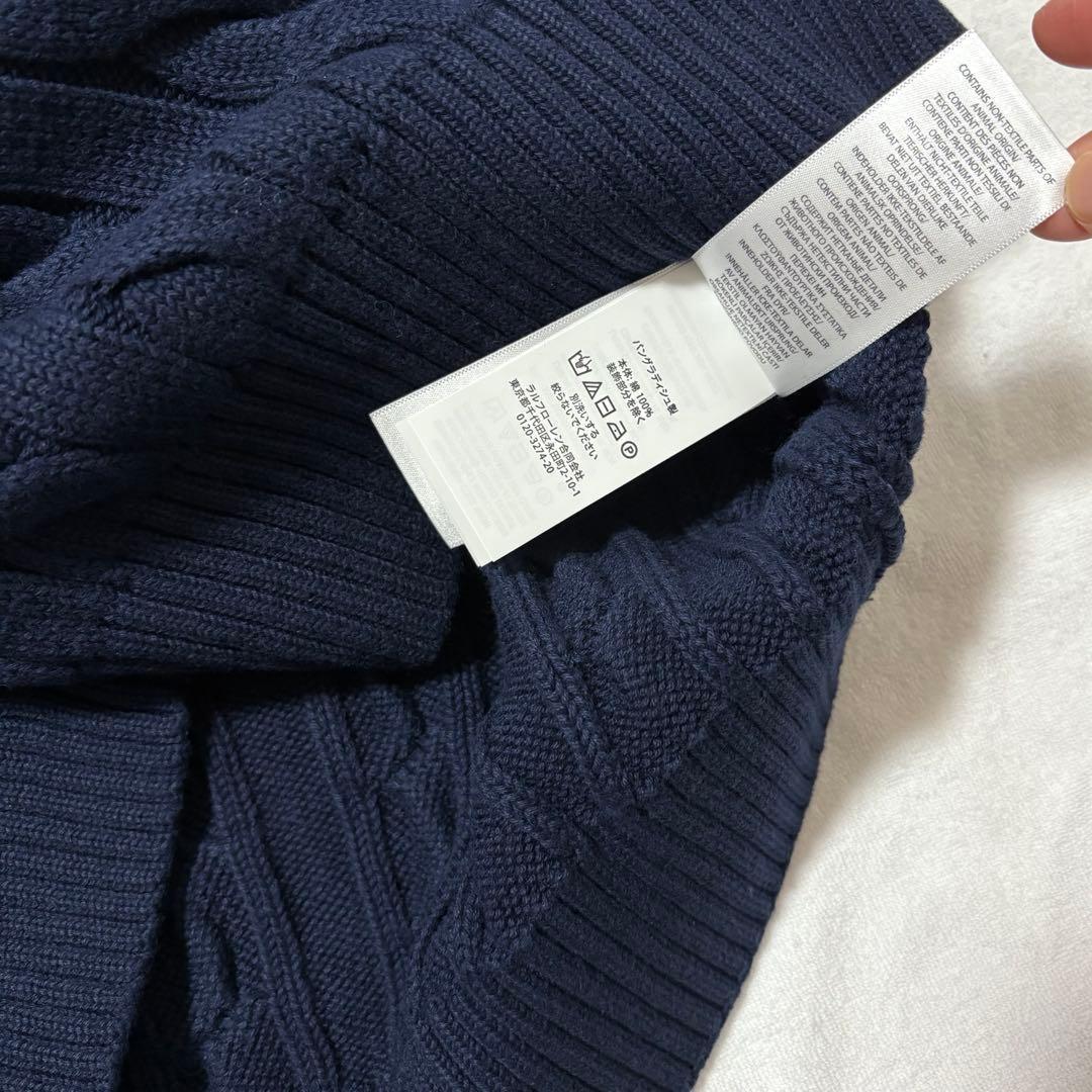 新品未使用 ポロラルフローレン ハーフジップ ケーブルニット M 紺 ネイビー