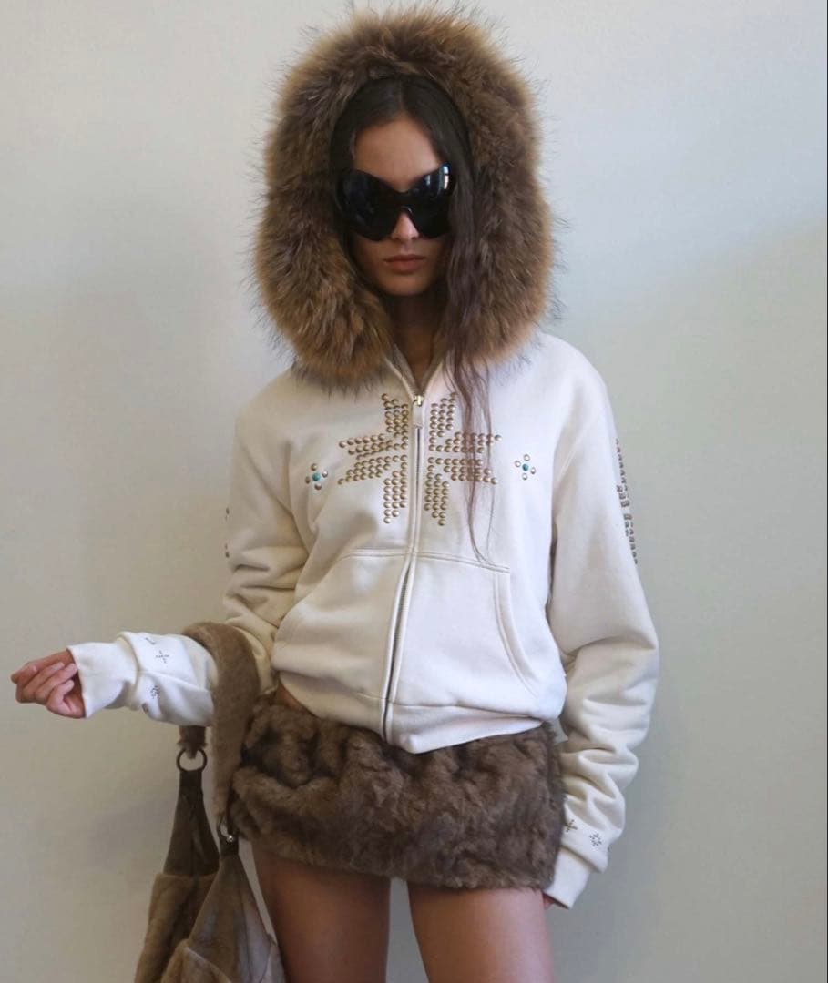 【SCULPTOR】Fur Trimming Hooded Zip-Up