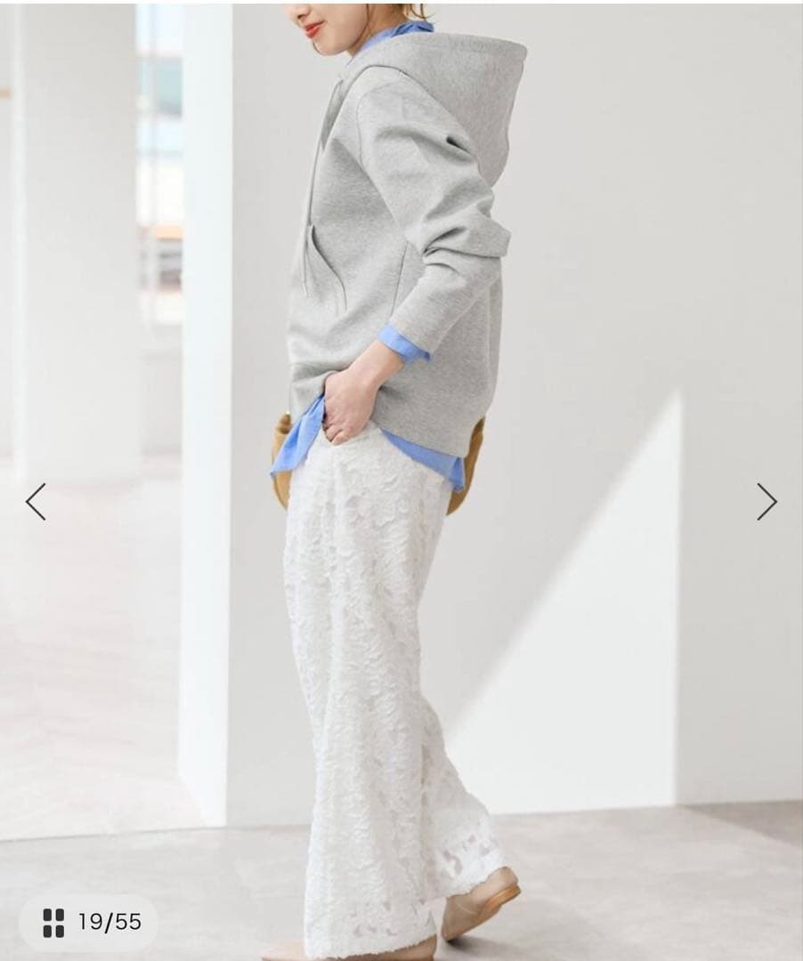 Spick and Span ストレッチジップフードパーカー　グレー