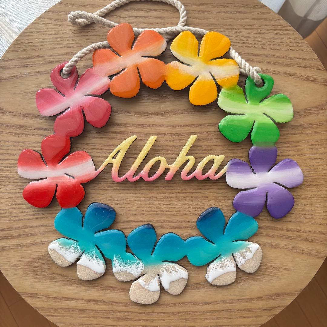 レジン　オーシャンアート　プルメリアリース　海　29cm　No.1010