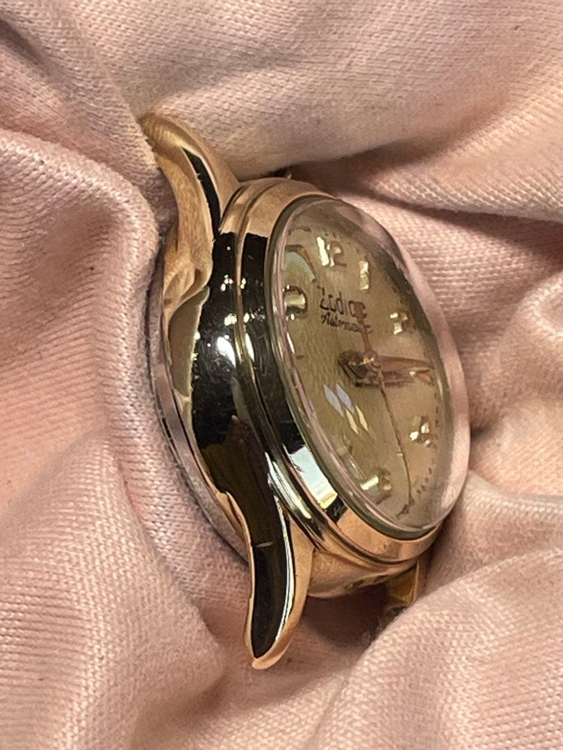 70's YellowGold 厚い金張 SWISS Zodiac 自動巻　稼働
