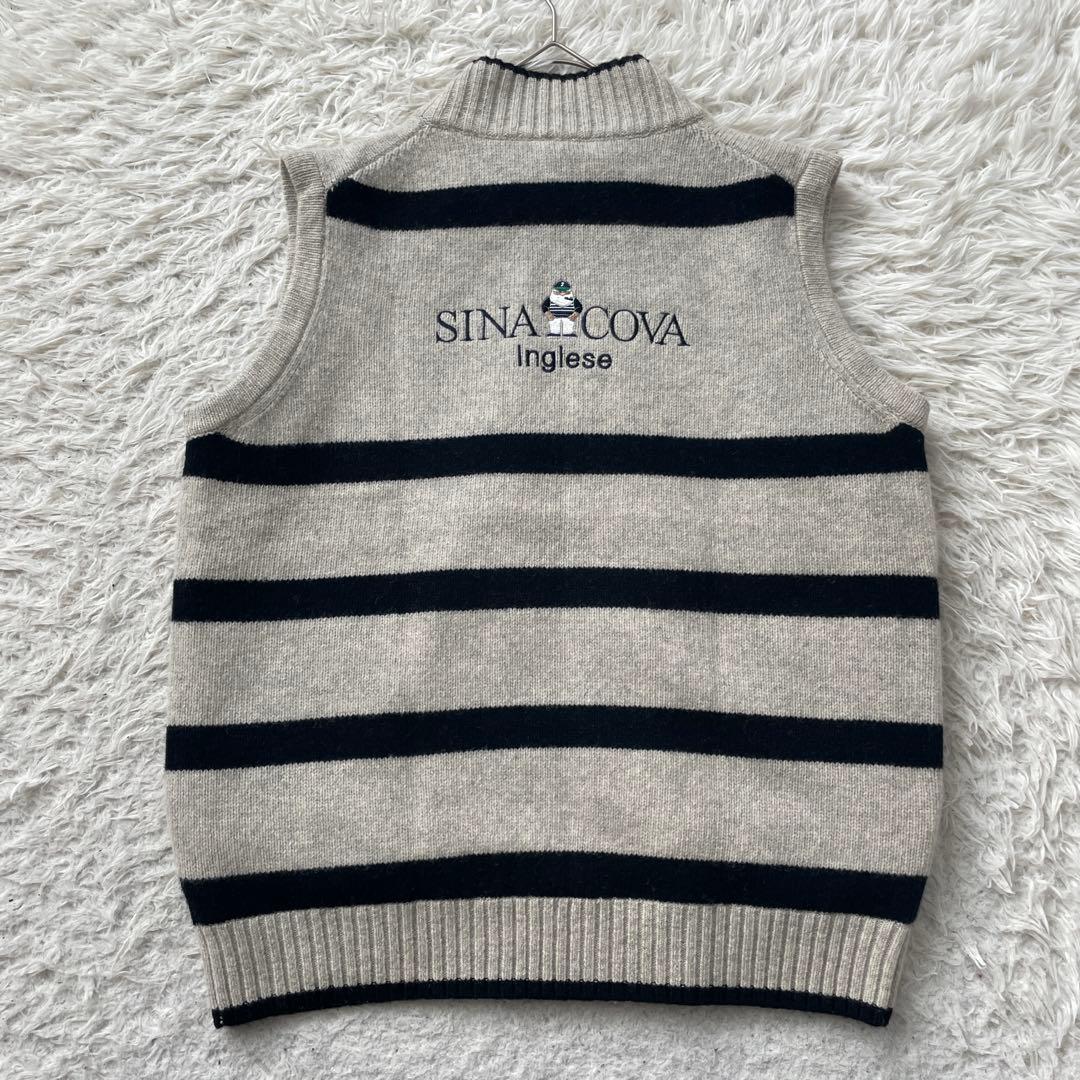 SINACOVA ボーダー　刺繍　ウール　ベスト