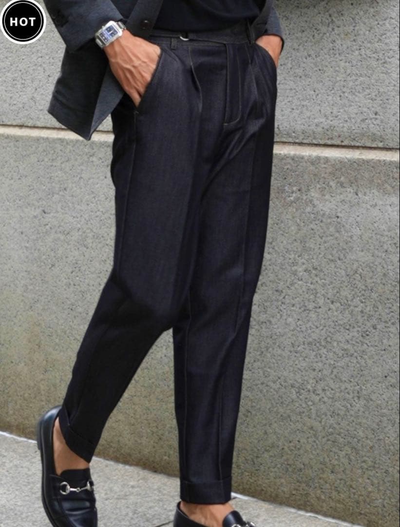 【新品・未使用】SOMMESSO ストレッチ テーパード デニム スラックス