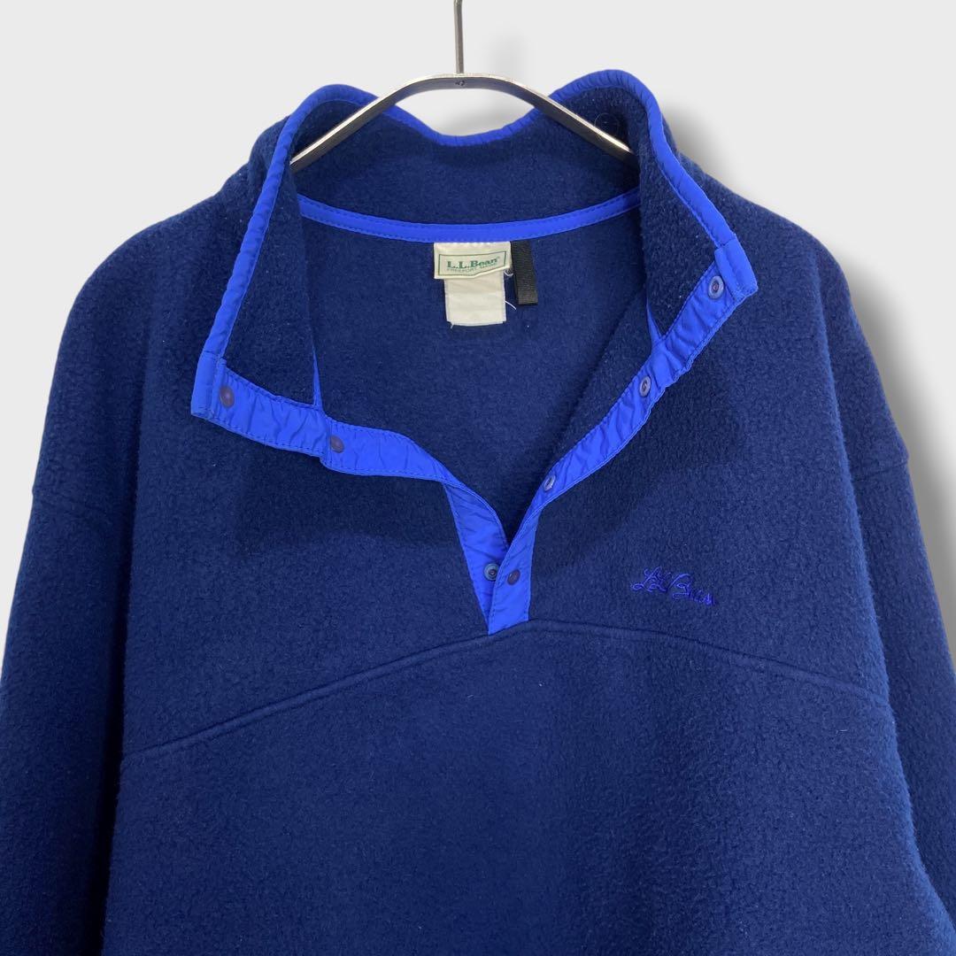 L.L.Bean☆ハーフスナップフリース☆90s☆筆記体ロゴ☆紺☆L相当