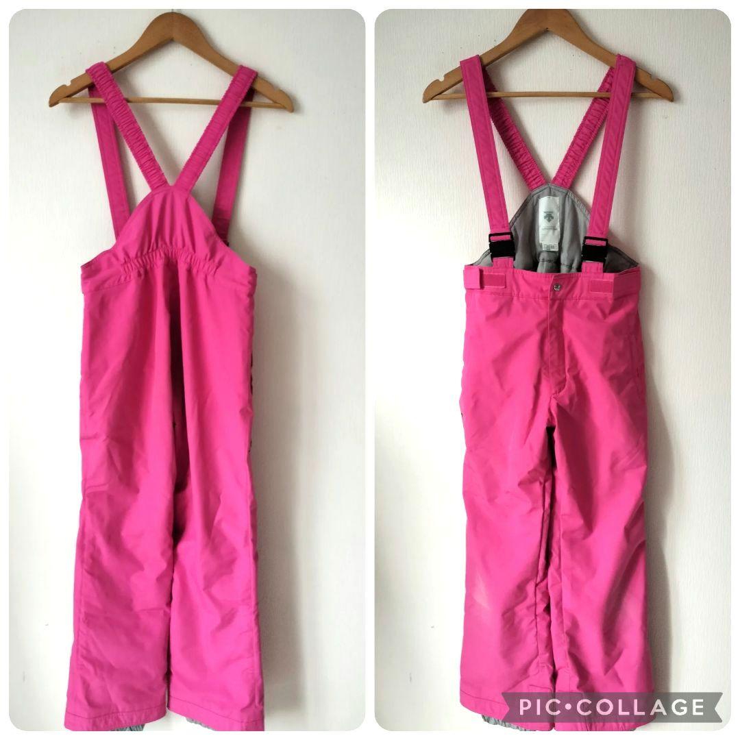 美品♡デサント♡フリルガールハート スキーウェア上下 ヒートナビ 黒ピンク150