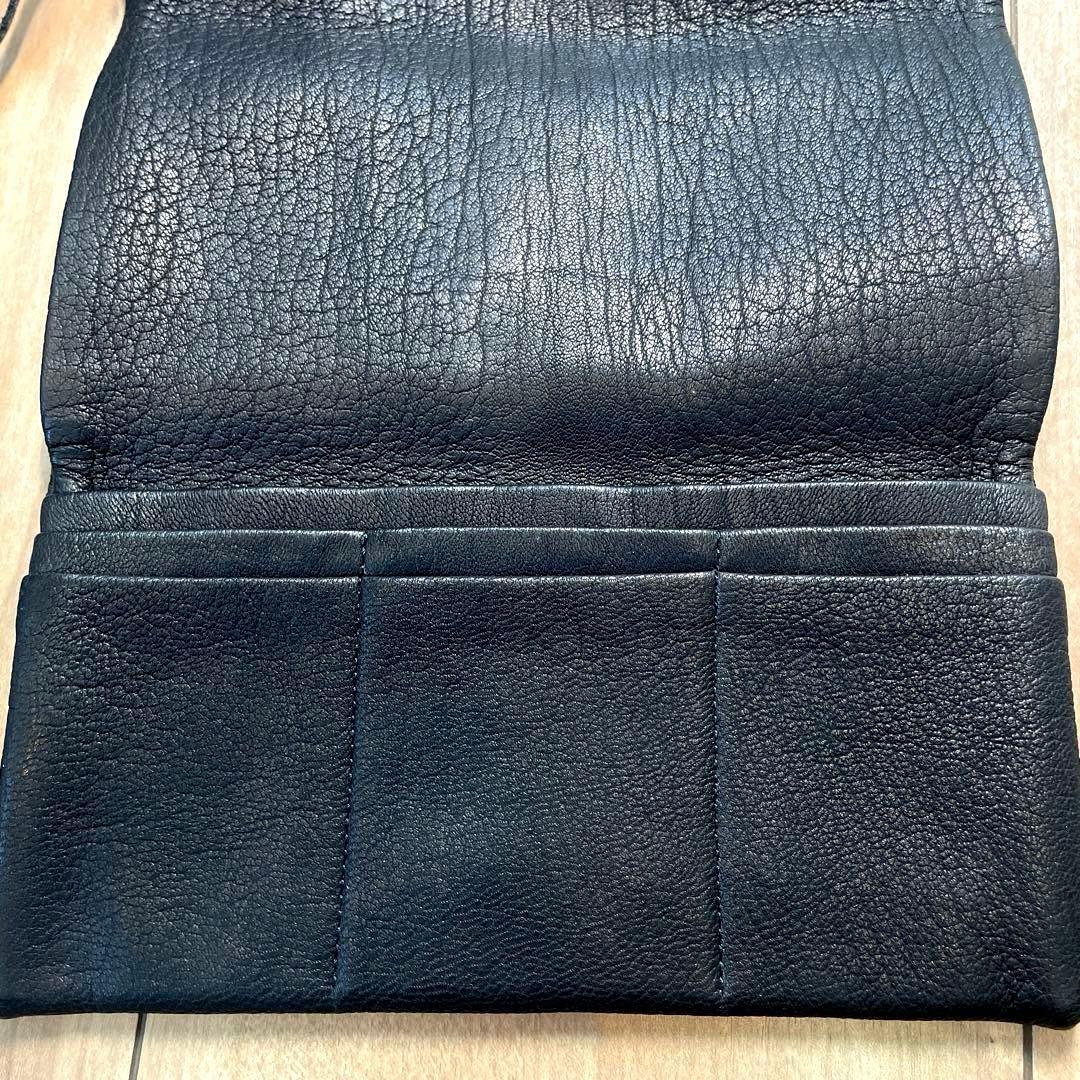 鹿革　道中財布　黒