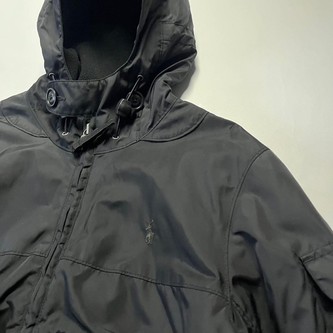 ラルフローレン ナイロン フリース 中綿ジャケット ブラック 黒 M L