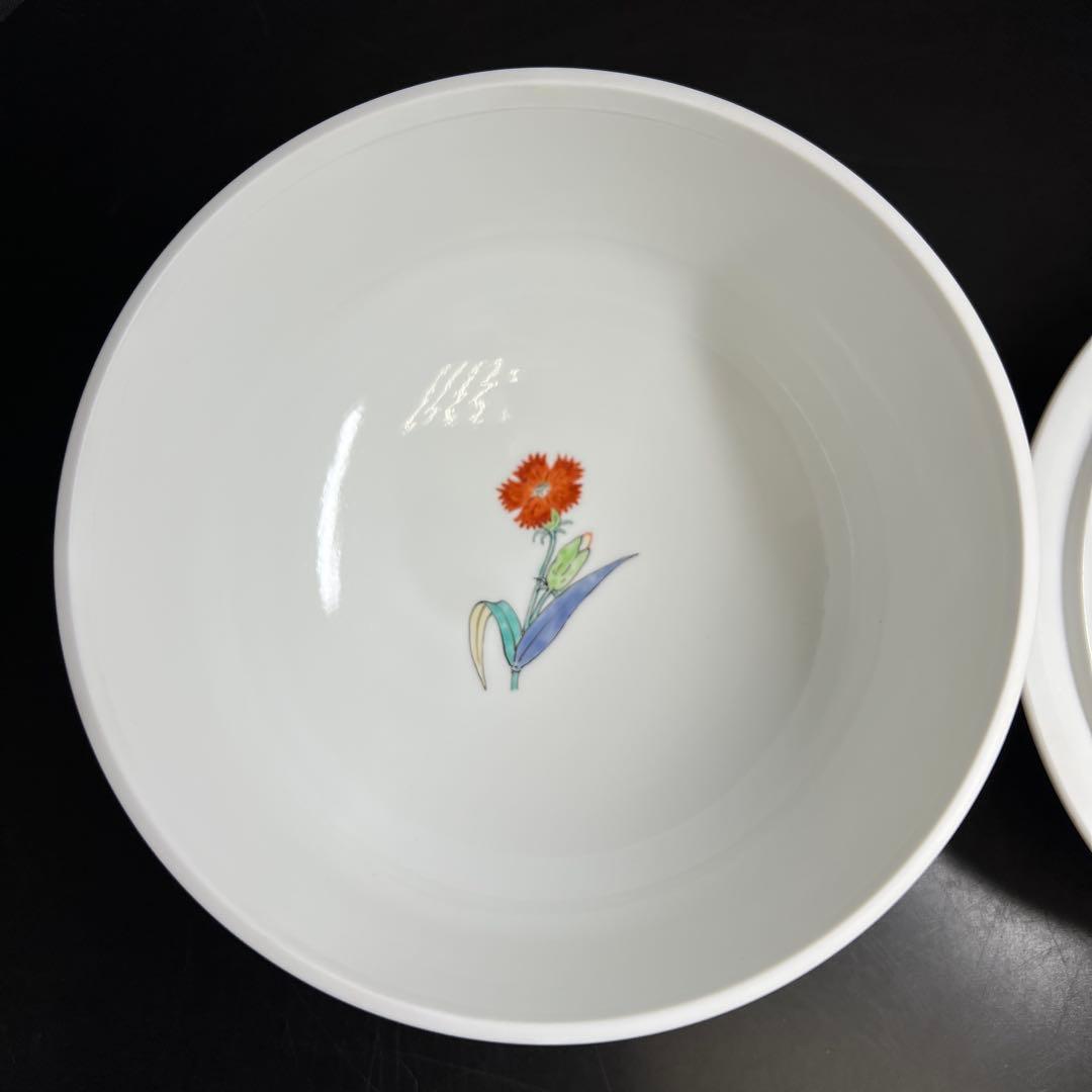 十四代　酒井田柿右衛門　濁手撫子文蓋物　共箱　東Y7-1125☆2Fチヒト