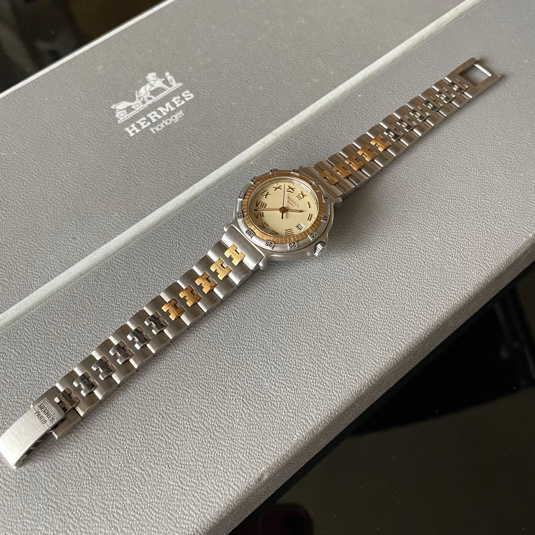 HERMES キャプテンニモ　クオーツ時計 シルバー ゴールド　レディース