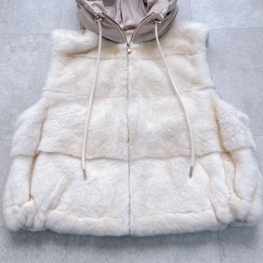 極美品✨コペンハーゲン ファー　パールミンク　リアルファー　毛皮　ベスト　フード
