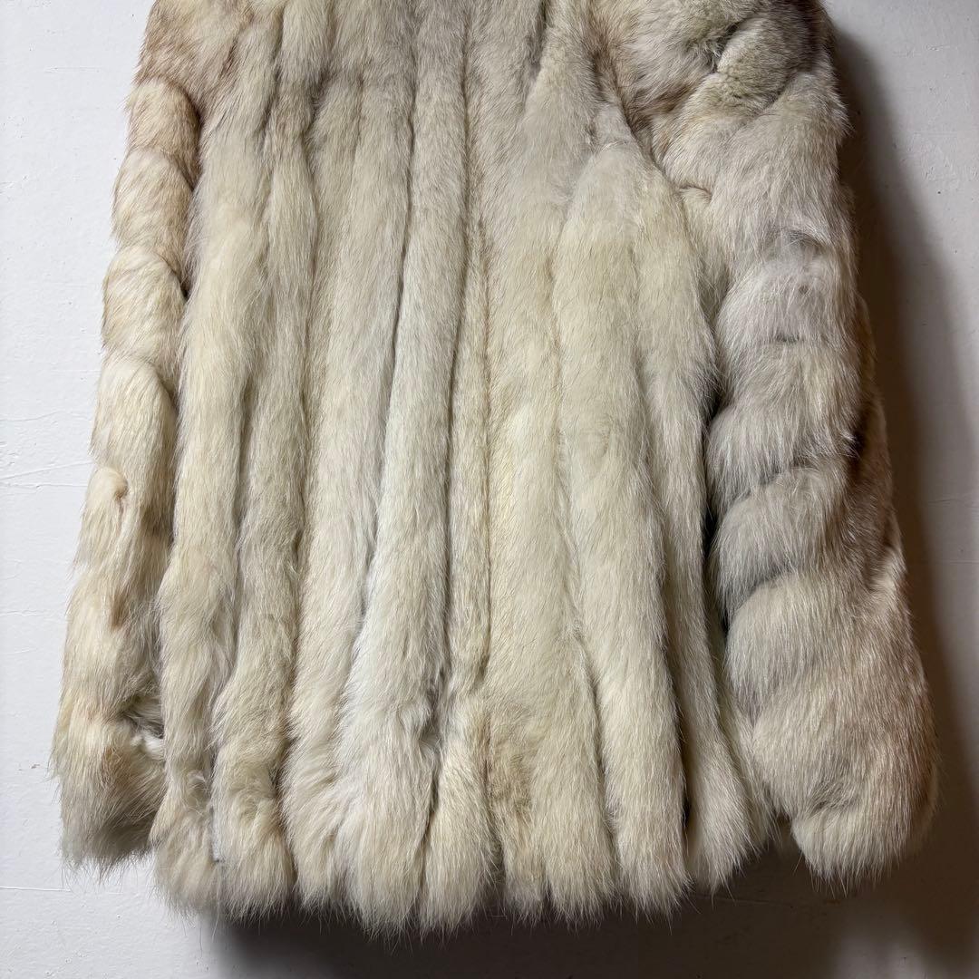 クリーム色 毛皮 ロングジャケット