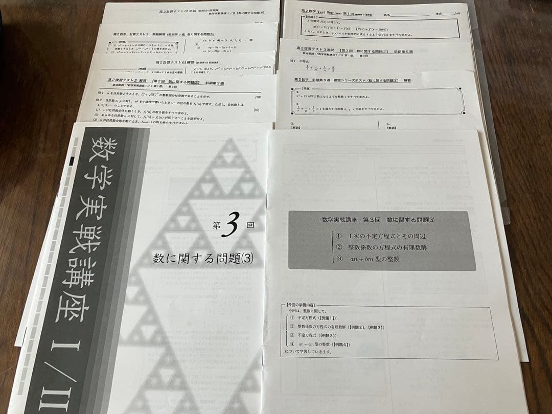 鉄緑会　高2数学　授業プリント&テキスト全5冊フルセット　確認シリーズ付き