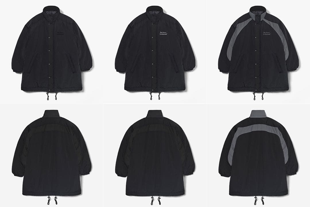 エンノイPADDED NYLON BENCH COAT BLACK/WHITE