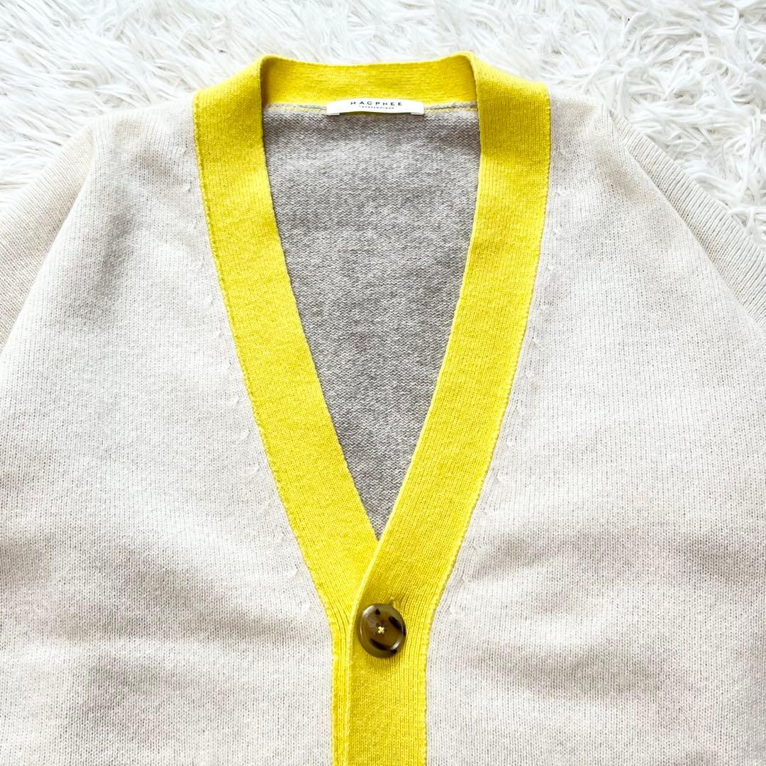 24SS✨️マカフィー　ラム9G Vネックカーディガン イエロー