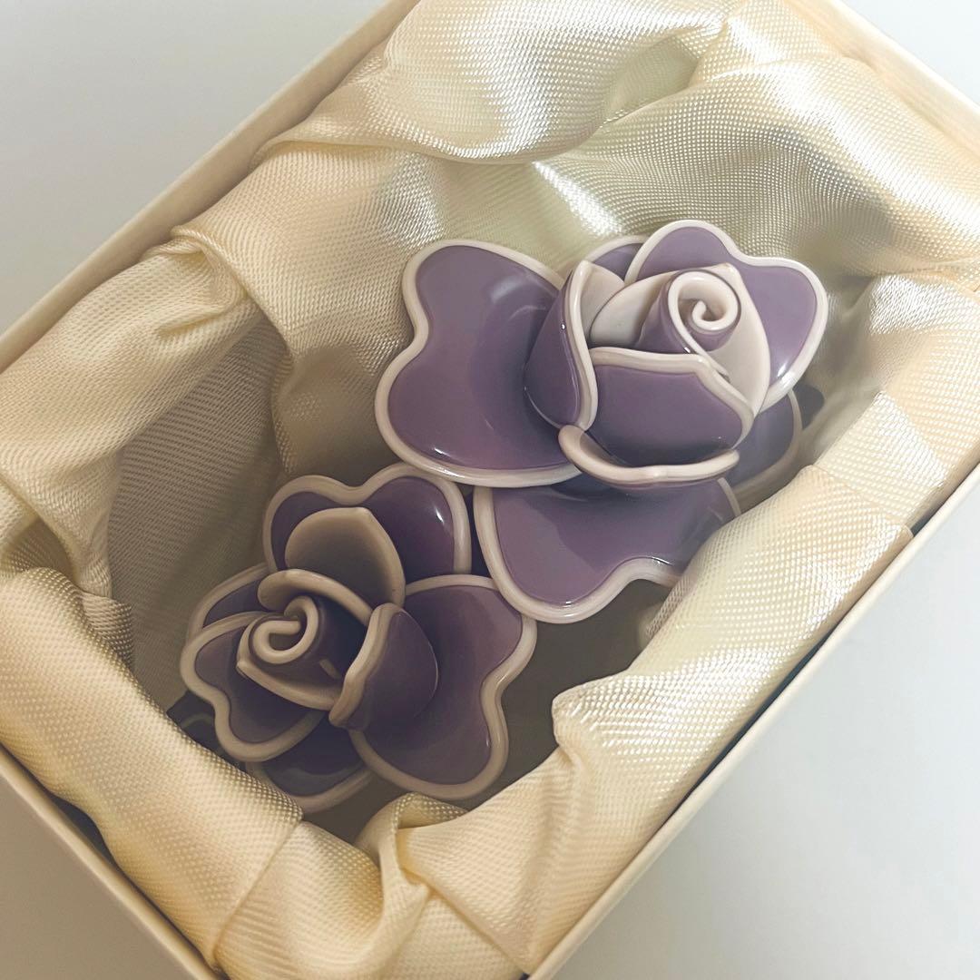 【新品箱入り】アレクサンドル ドゥ パリ 薔薇 ローズ バレッタ パープル 紫