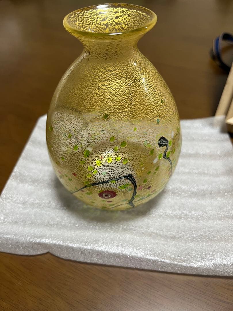 新品 未使用品 黒木国昭作 酒器 金彩 光琳 徳利 おちょこ 人間国宝ガラス工芸