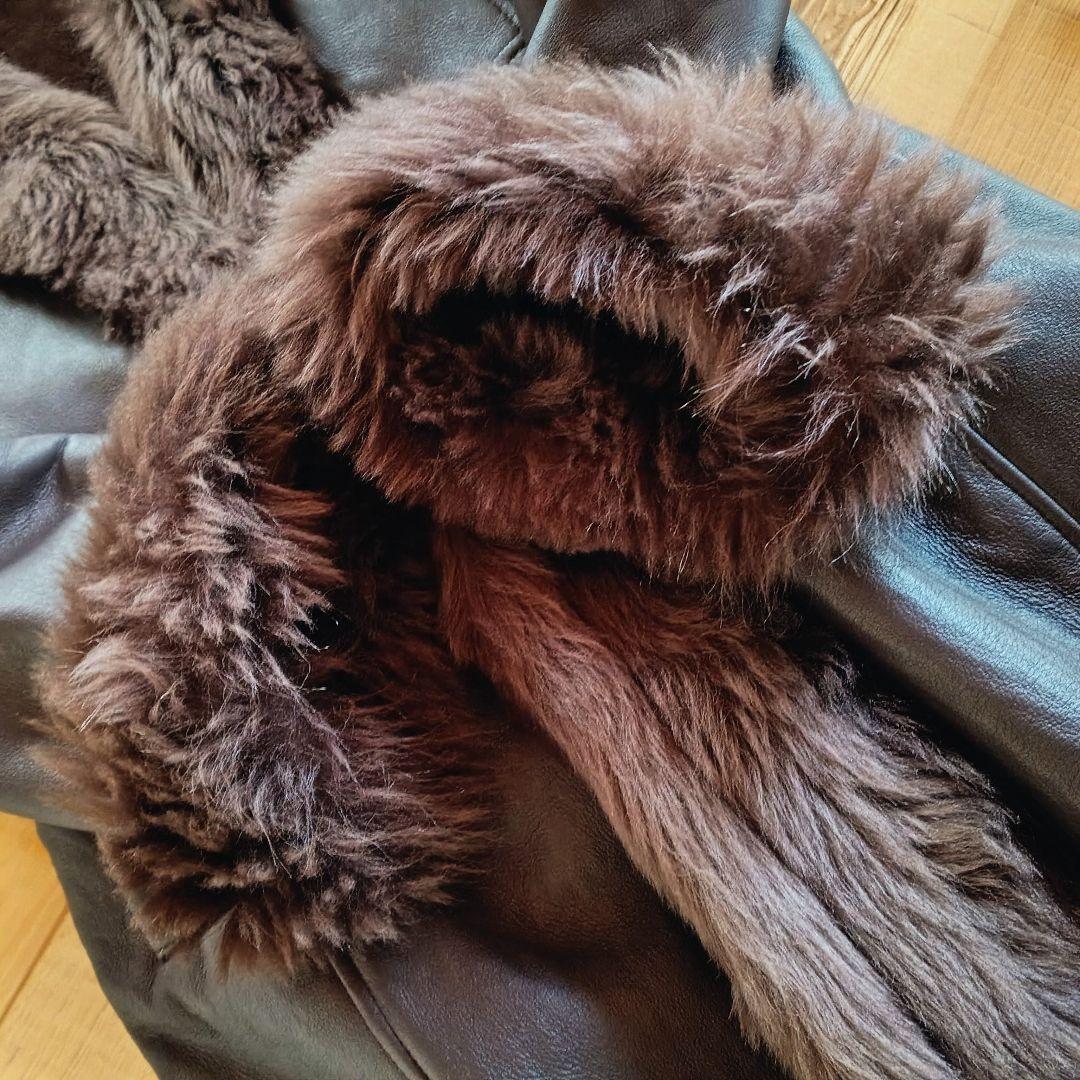 Otto ファー付　ソフトラム表革リアルムートンコート　軽量　ゆったりサイズ