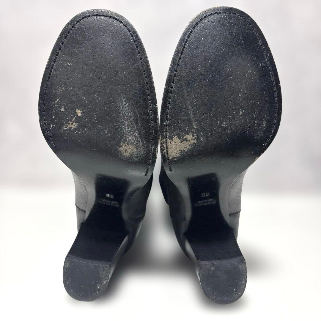 グッチ インターロッキング ロングブーツ 【36】チャンキーヒール ブラック