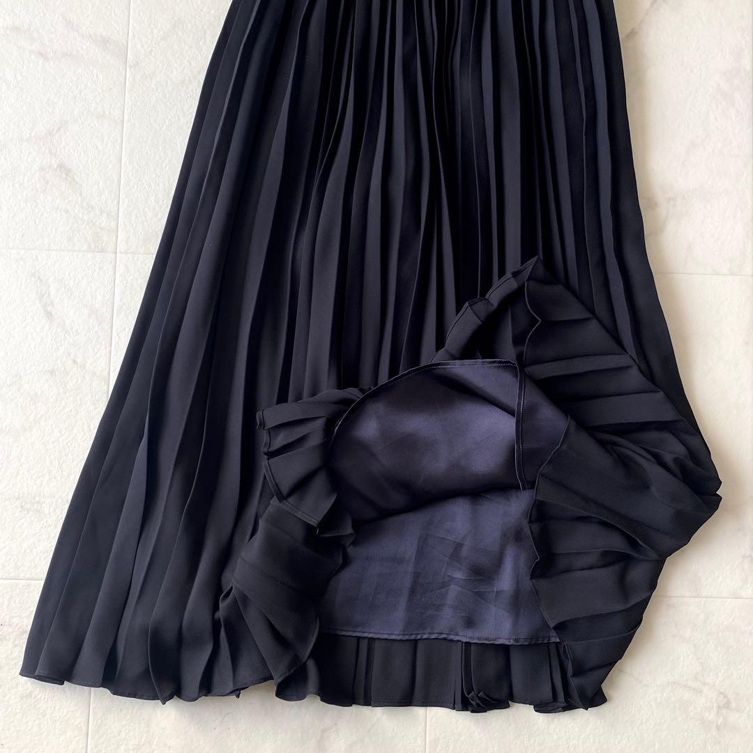 2024.極美品.定価3.3万☆アンタイトル 洗える プリーツワンピース 濃紺