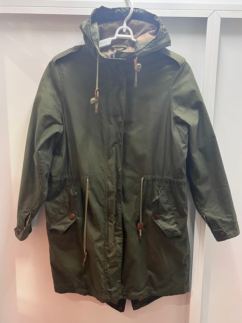 希少　英国製フレッドペリー　モッズコート　カーキ　　ワックス　背中ワッペン　刺繍