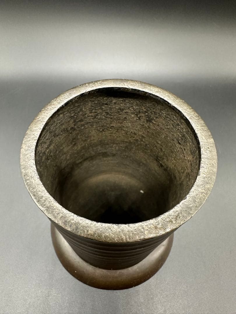 銅製　花生　筆入れ　江戸時代　金工　骨董　古美術