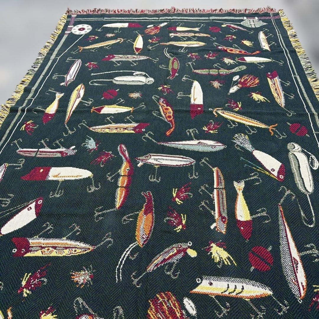 釣り　ルアー　マルチカバー　ソファカバー　ヴィンテージラグ　185x123