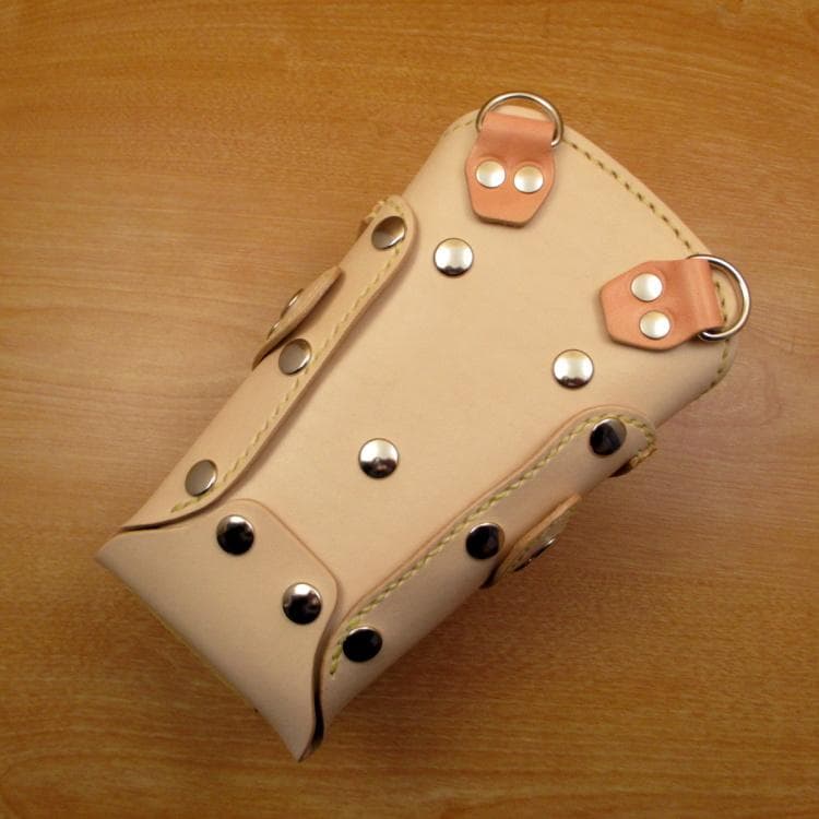 ヌメ革ナチュラル＆うす茶色　６丁差し　シザーケース　SCA-61/NH