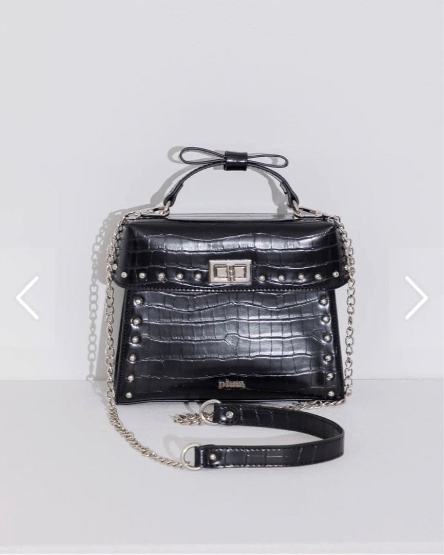 【新品未使用】pium‪‪❤︎‬リボンハンドルクロコバッグ