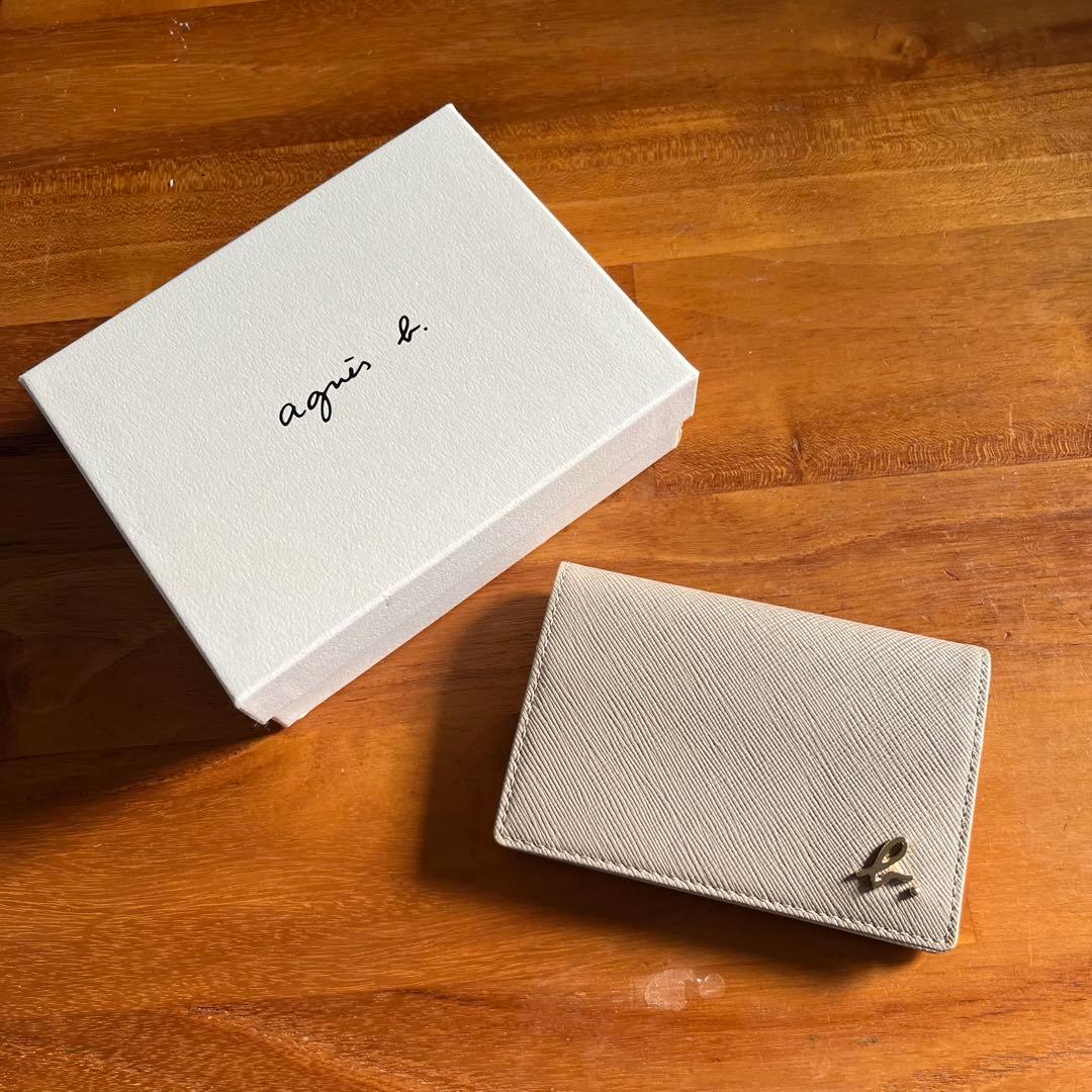 agnis b. ベージュ レザー 名刺入れ
