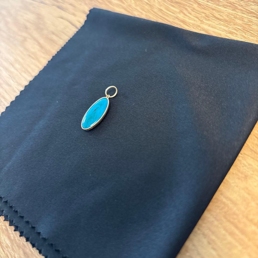 agete ターコイズ　リバーシブル　ネックレスチャーム　K10