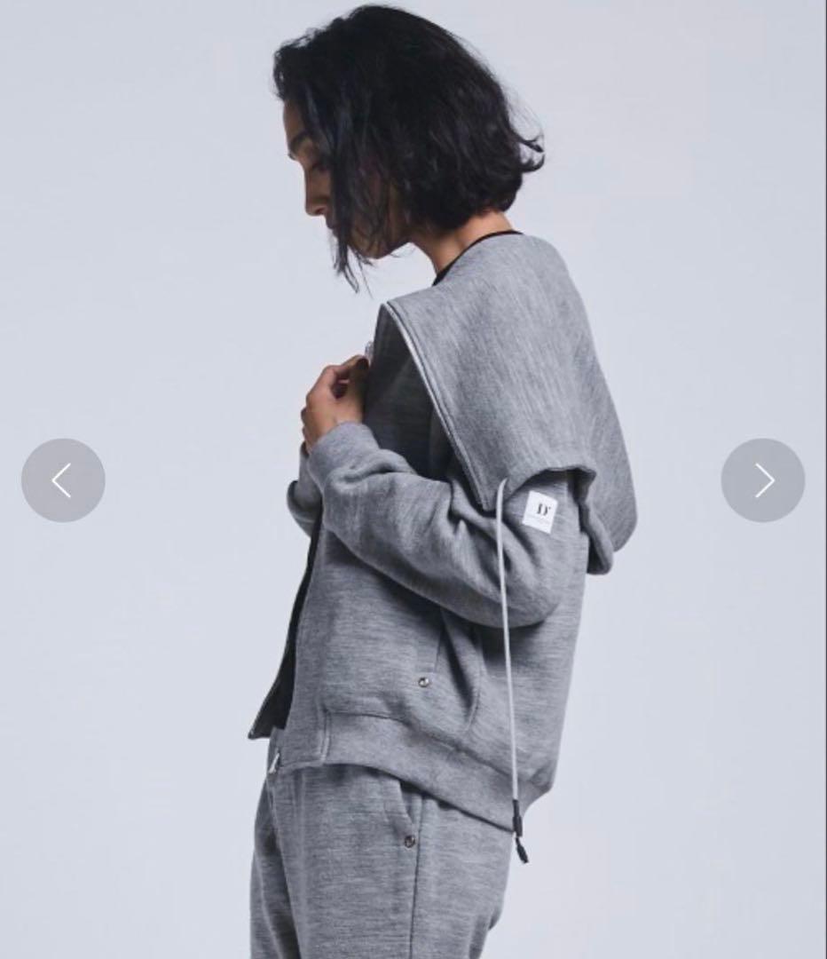 美品ダブルスタンダードクロージング　ウールダンボールパーカー　起毛　グレー　38