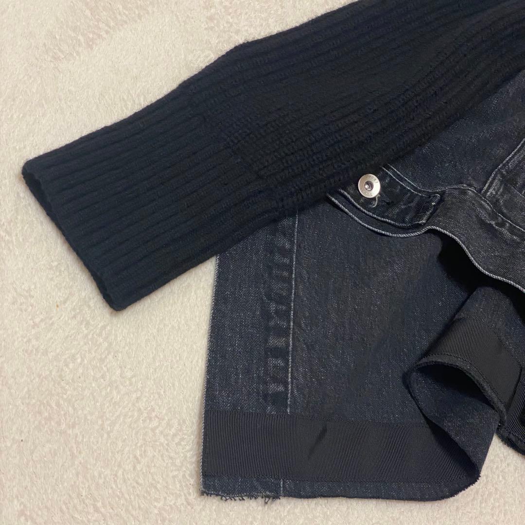希少✨sacai デニムジャケット ブルゾン ニット 異素材ドッキング 変形