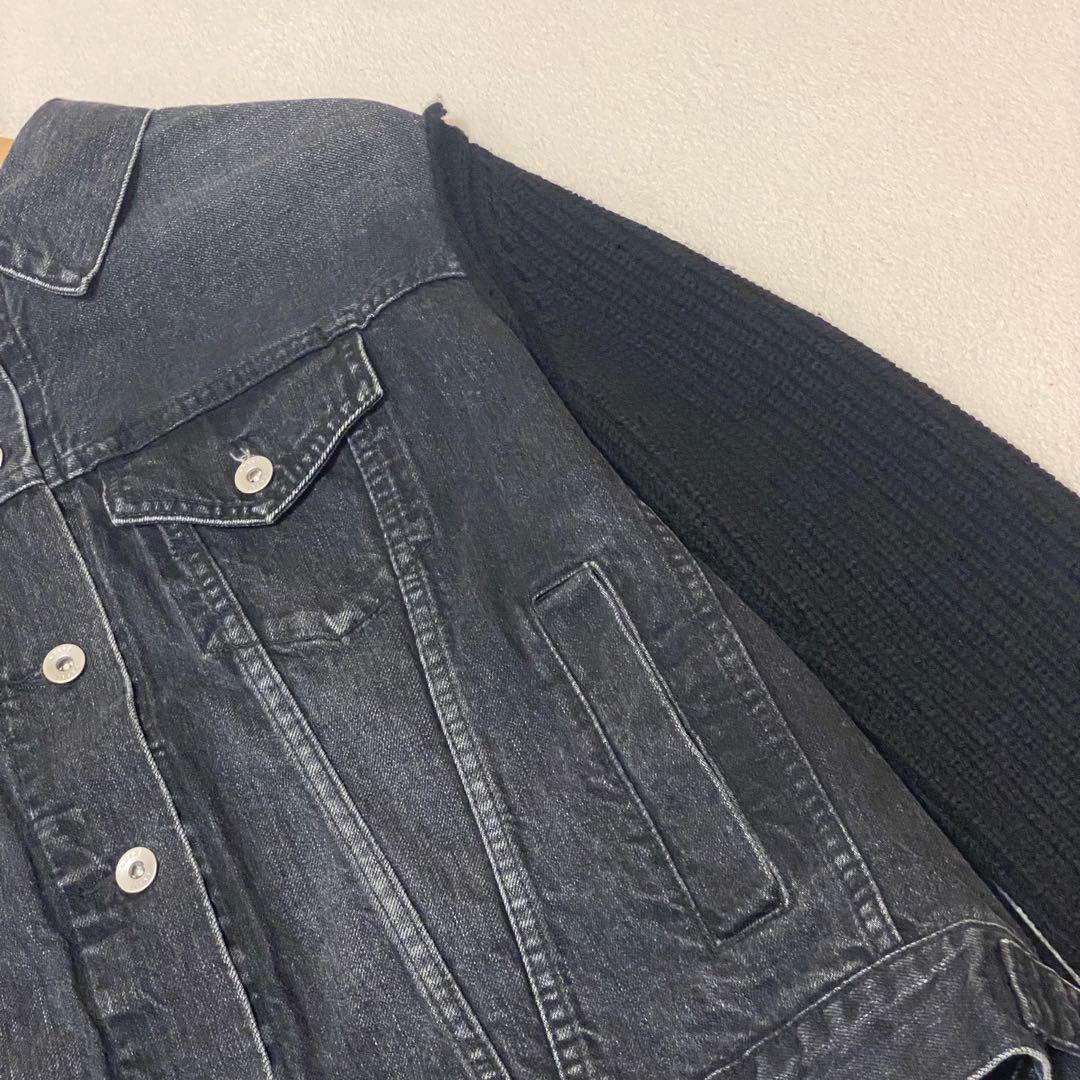 希少✨sacai デニムジャケット ブルゾン ニット 異素材ドッキング 変形