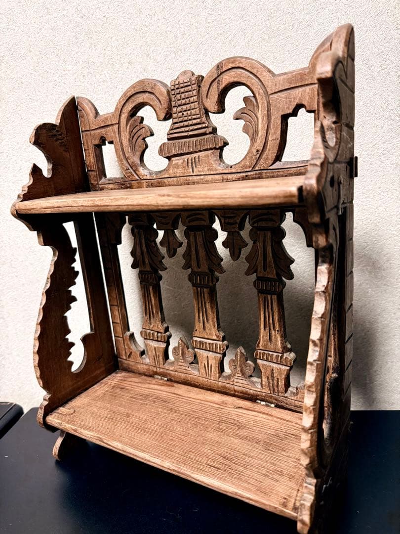 フランス　アンティーク　蚤の市　木棚　シェルフ　小棚　飾り棚