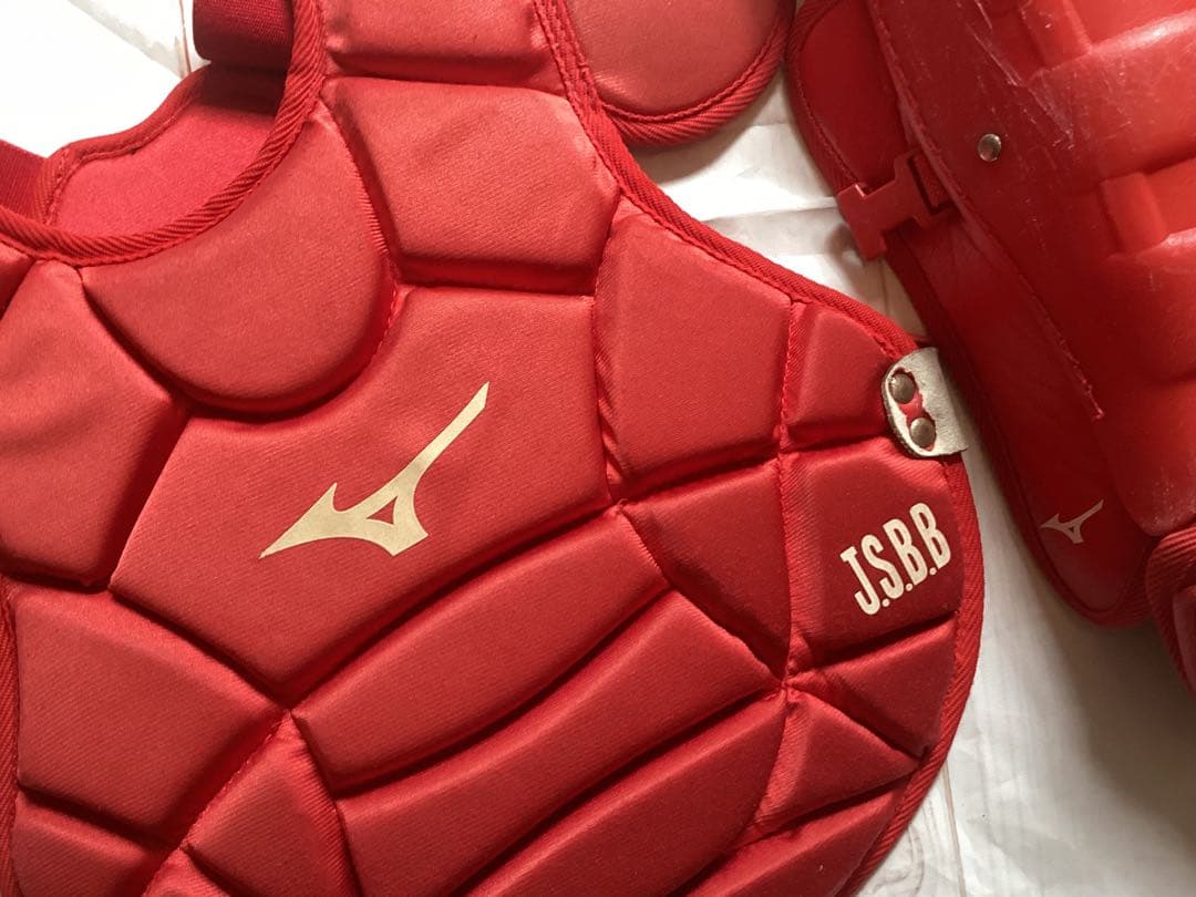 ミズノ キャッチャー防具 JSBB 赤　少年野球