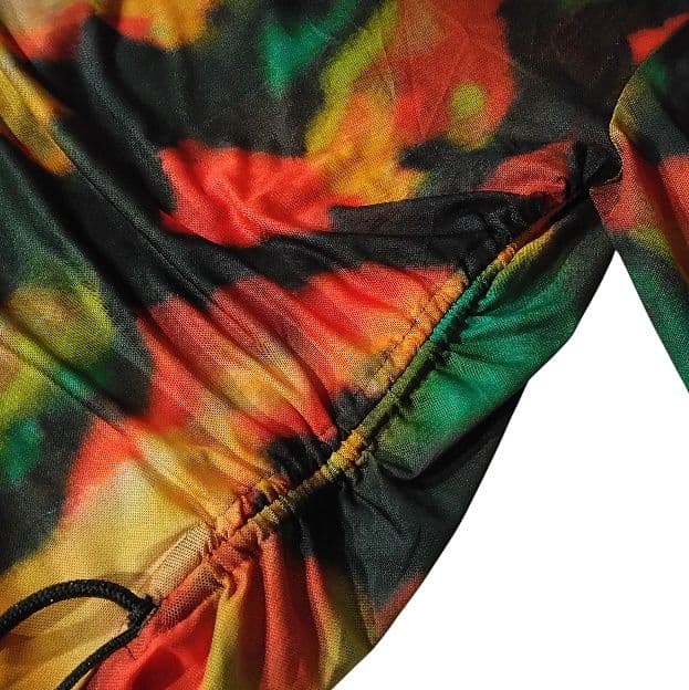 ファンダマイン 個性的 ロングワンピース タイダイ パワーネット ストレッチ