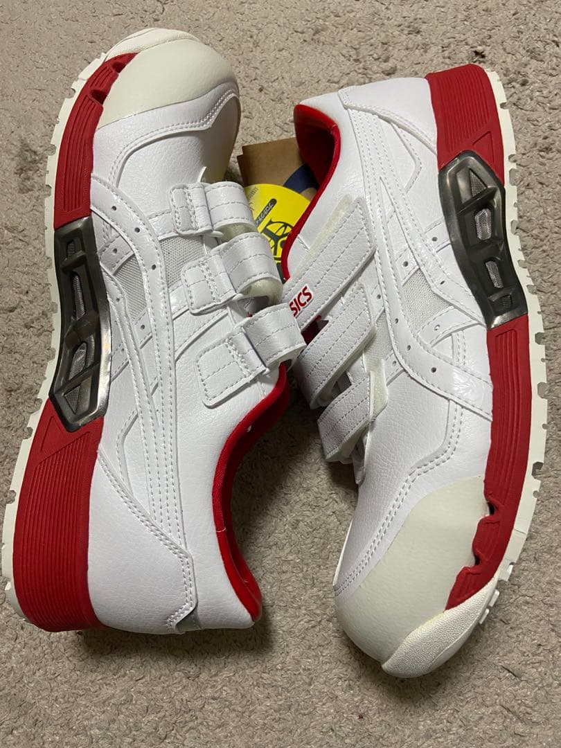 ASICS スポーツシューズ ベルクロ ホワイト/レッド