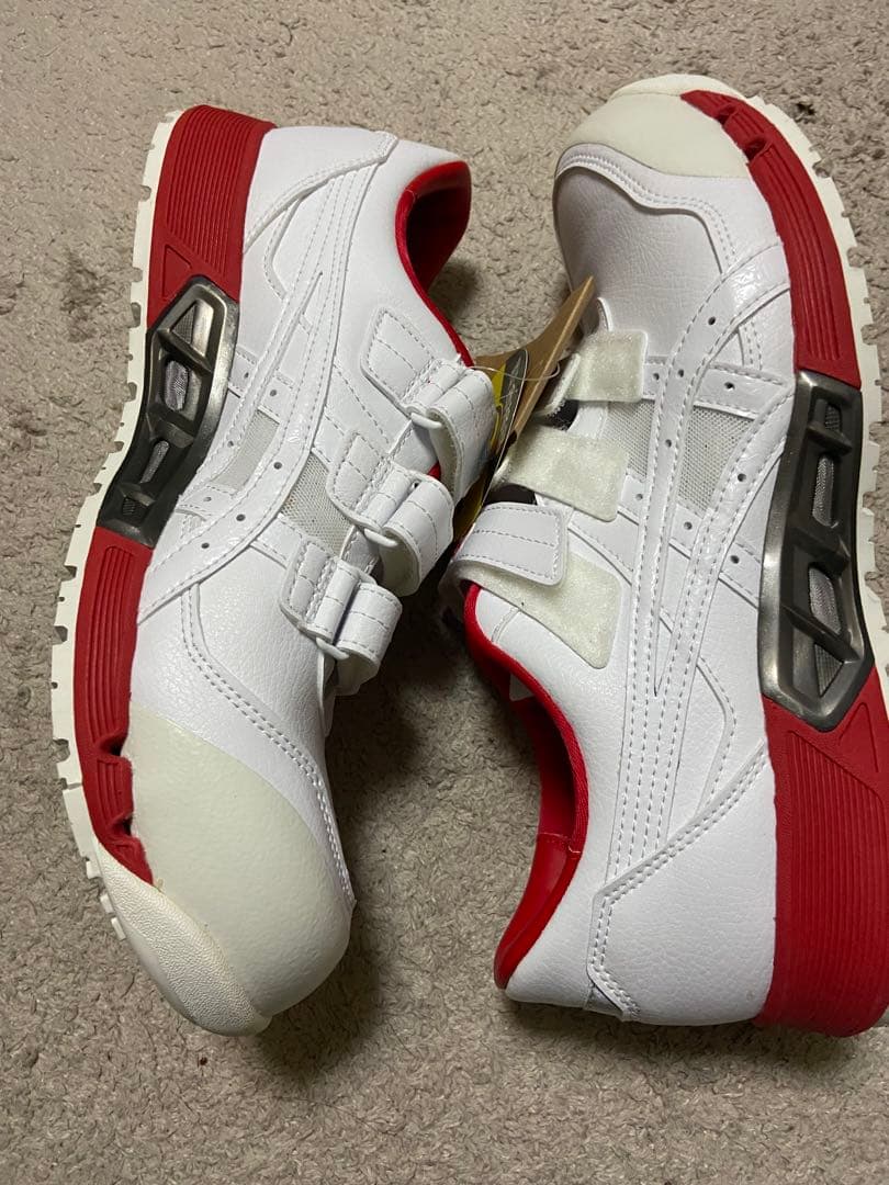 ASICS スポーツシューズ ベルクロ ホワイト/レッド