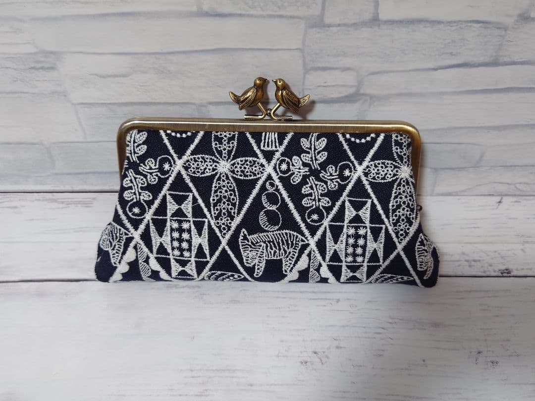 小鳥【navy】symphony 長財布 ミナペルホネン 親子がま口