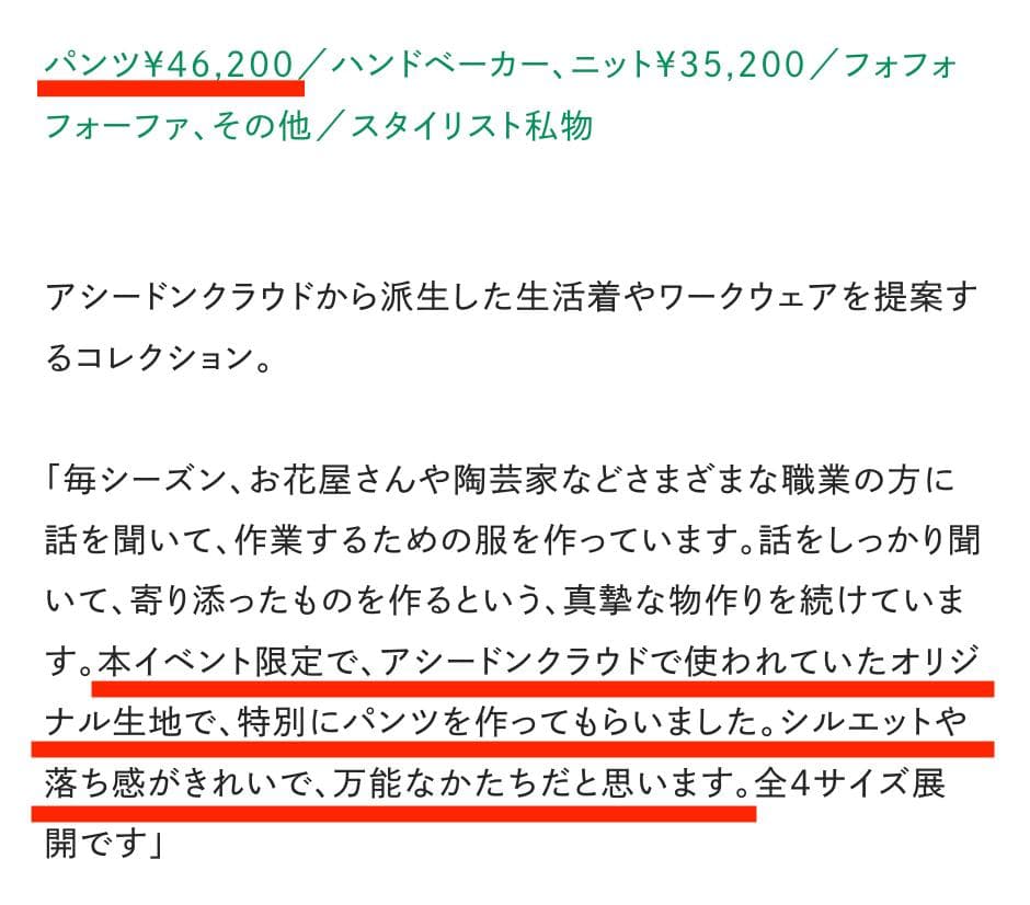 aseedoncloud アシードンクラウド 菊池亜希子別注パンツ